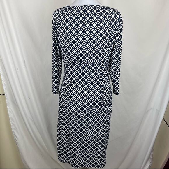 Lauren Ralph Lauren Navy Cream Ruched Party Date Dress NWOT Size 8 - Picture 5 of 13